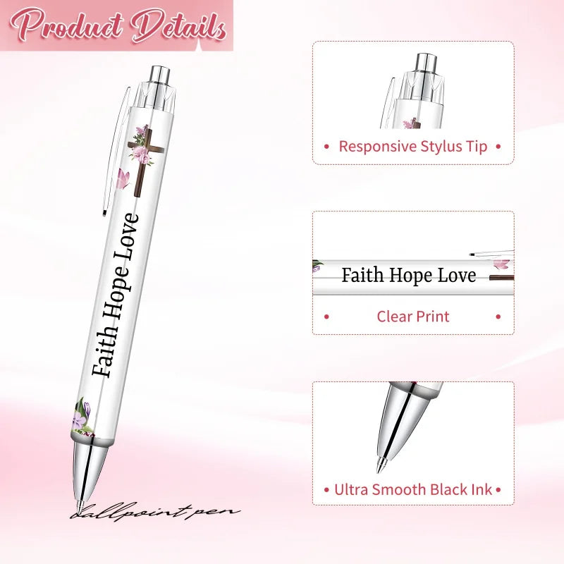 5 Pcs Christian Inspirational Quotes Ballpoint Pen Set - Men's and Women's Retractable Office Ink Pens