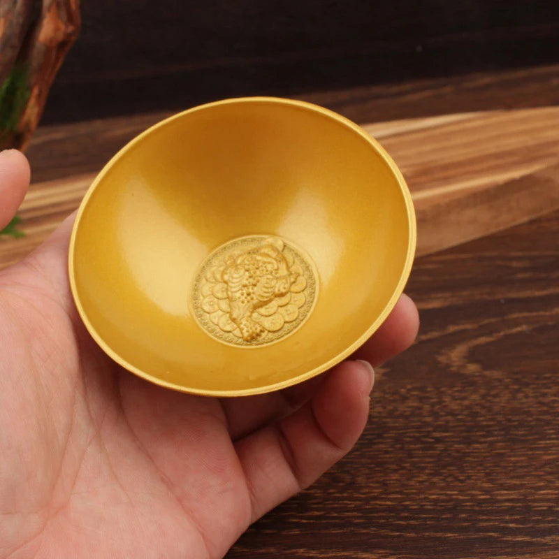 Blessing Bowl Golden Spiritual Decorative Fu Bowl Ornament Wealth Attracting Bowl Collection Bring Good Luck Desktop Decoration