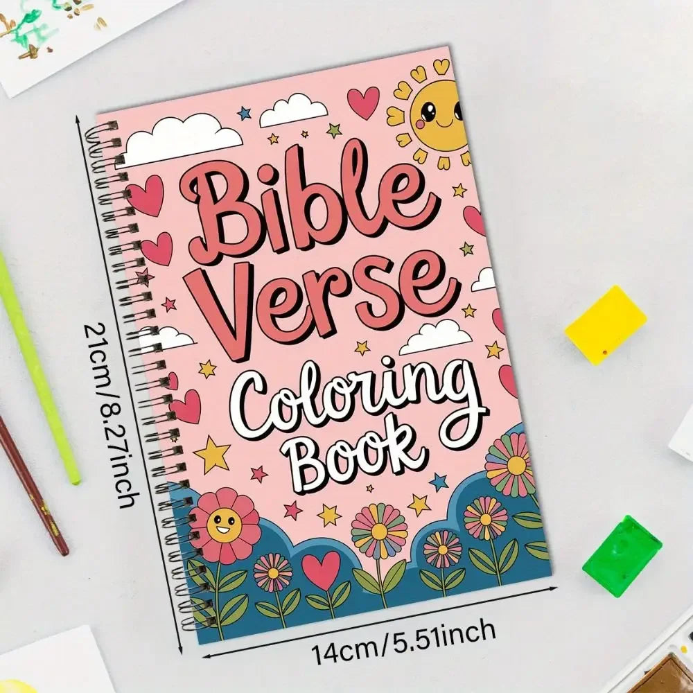 Bible Verse Coloring Note Book 50 Sheets Stress Relieving Hand Drawn Book Spiral Binding Educational Graffiti Painting Book