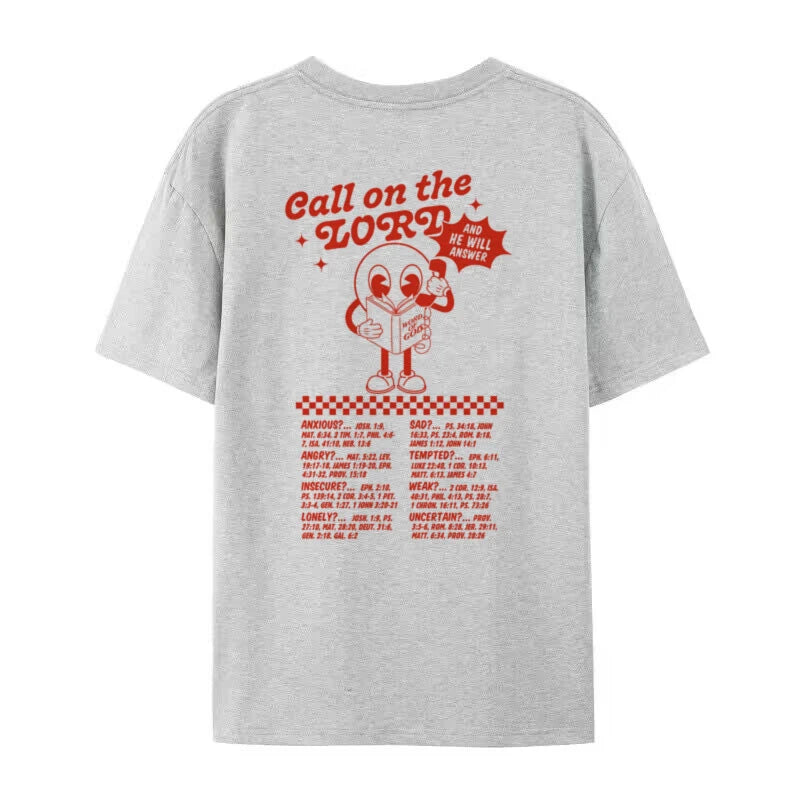 Women Back Print Funny Christian T-Shirts Retro Bible Verse T Shirt Oversized Streetwear Graphic Tees Unisex Jesus Faith Tops