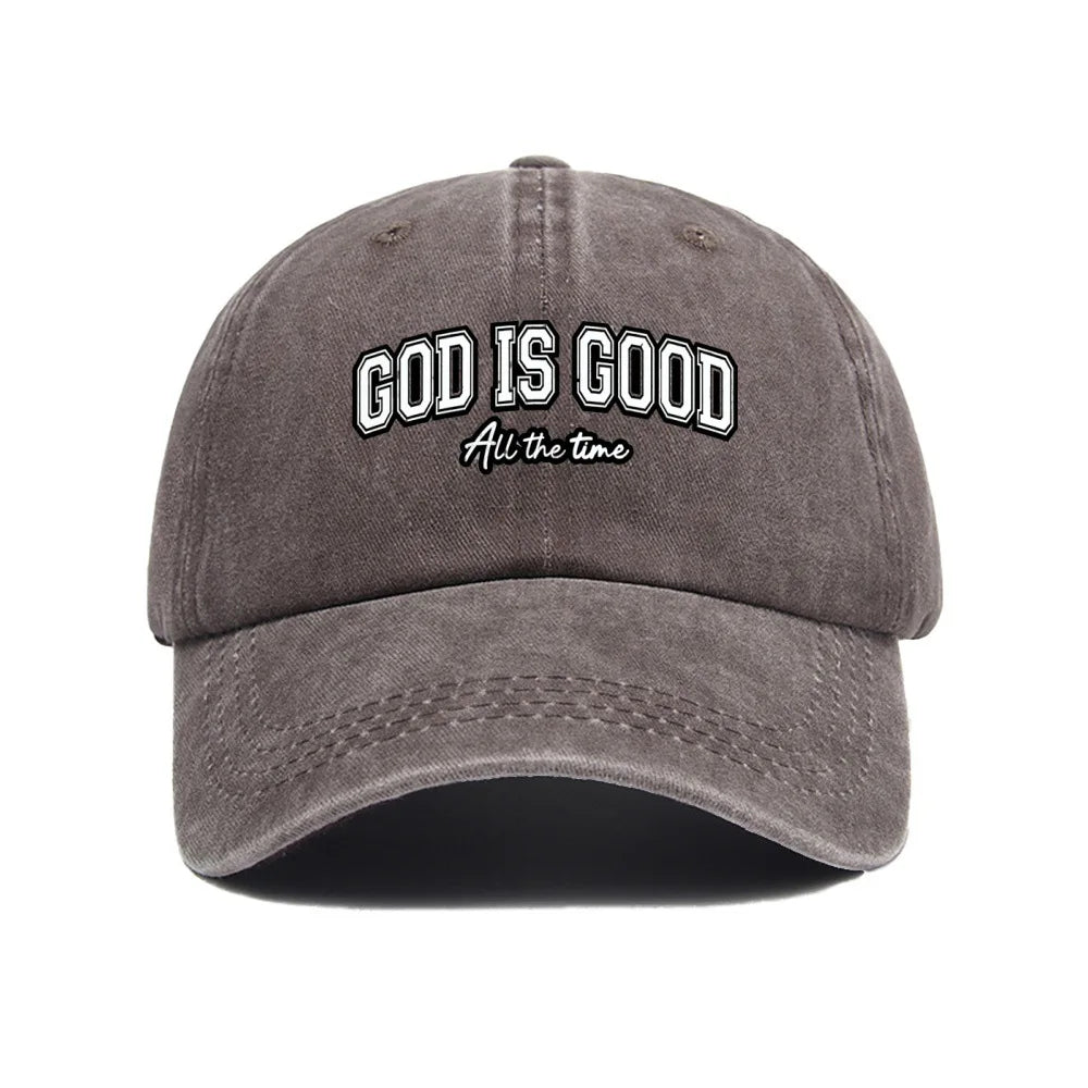 Casquette Chrétienne “God Is Good” – Casquette Vintage en Coton Lavé Ajustable pour Homme & Femme