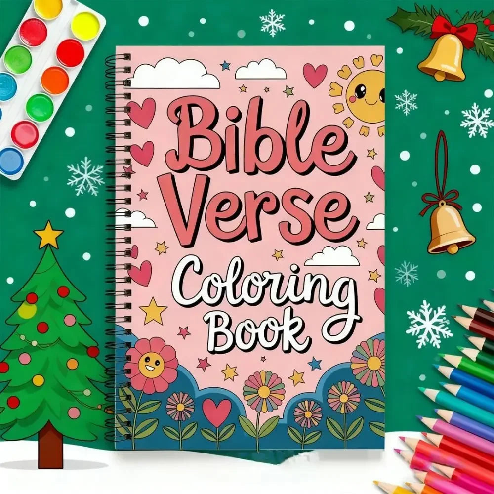 Bible Verse Coloring Note Book 50 Sheets Stress Relieving Hand Drawn Book Spiral Binding Educational Graffiti Painting Book