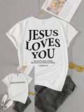 Jesus Loves You Letter Print Women T-Shirts Summer Breathable Soft Tees Street Fashion Short Sleeve Casual Sport Clothes