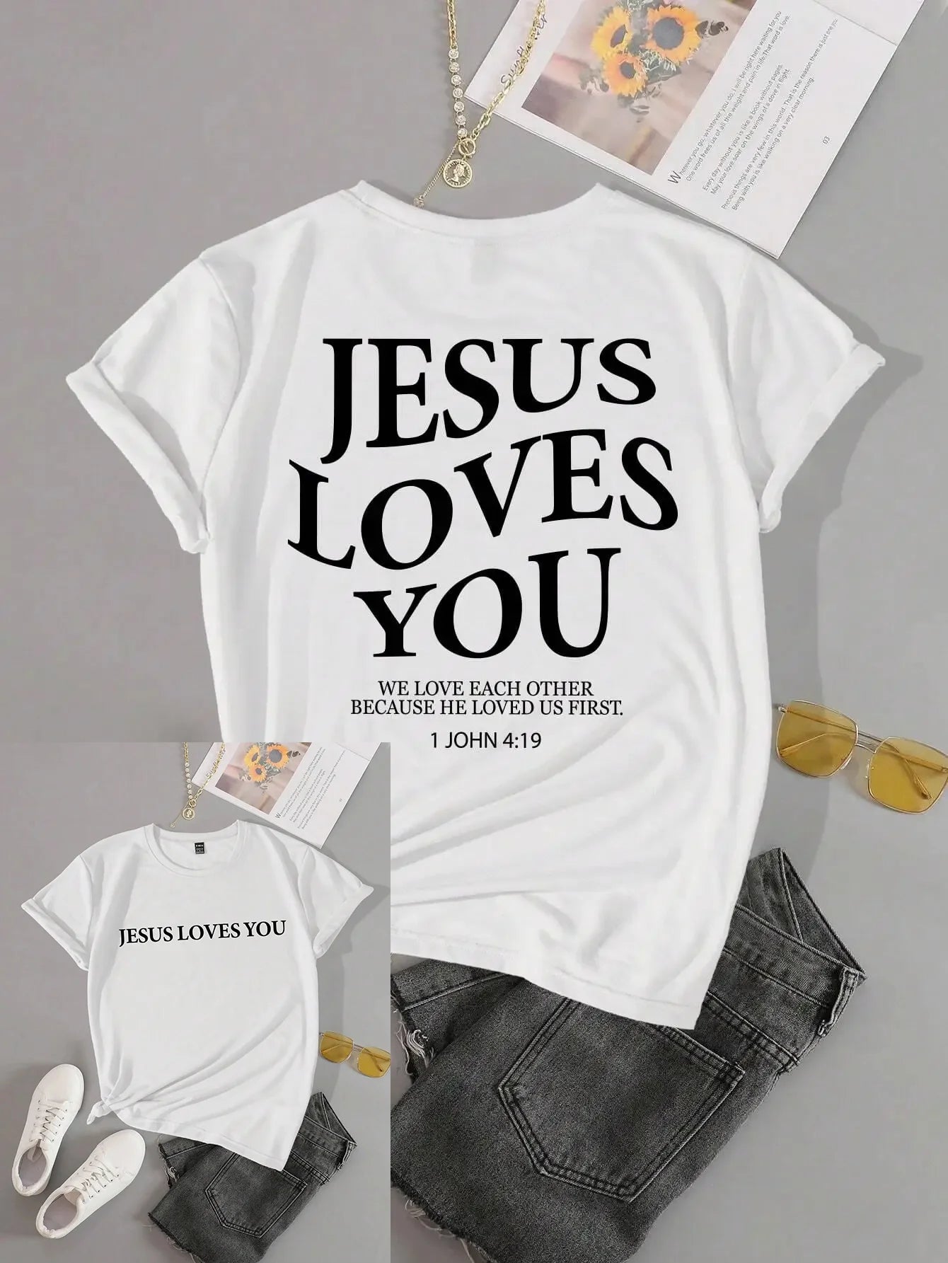 Jesus Loves You Letter Print Women T-Shirts Summer Breathable Soft Tees Street Fashion Short Sleeve Casual Sport Clothes
