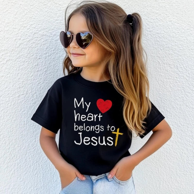 Kids My Heart Belongs To Jesus Jeugd-T-shirt Christelijke Kinder Op Geloof Gebaseerd Jezus-shirt High Quality Cotton Soft Tees