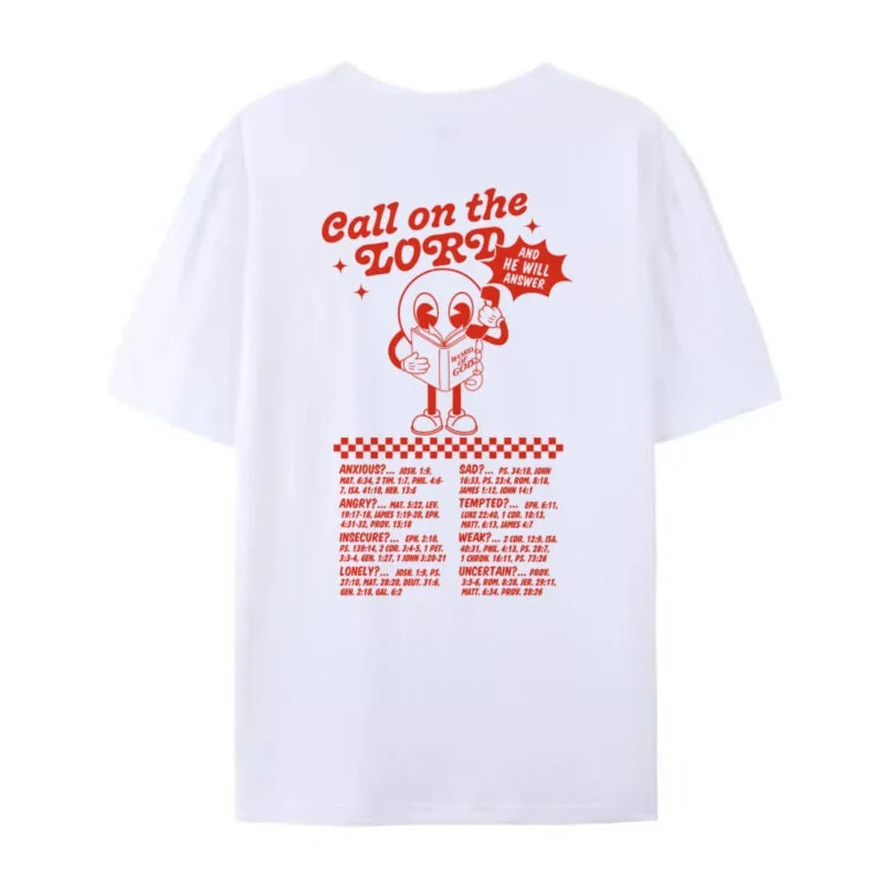 Women Back Print Funny Christian T-Shirts Retro Bible Verse T Shirt Oversized Streetwear Graphic Tees Unisex Jesus Faith Tops