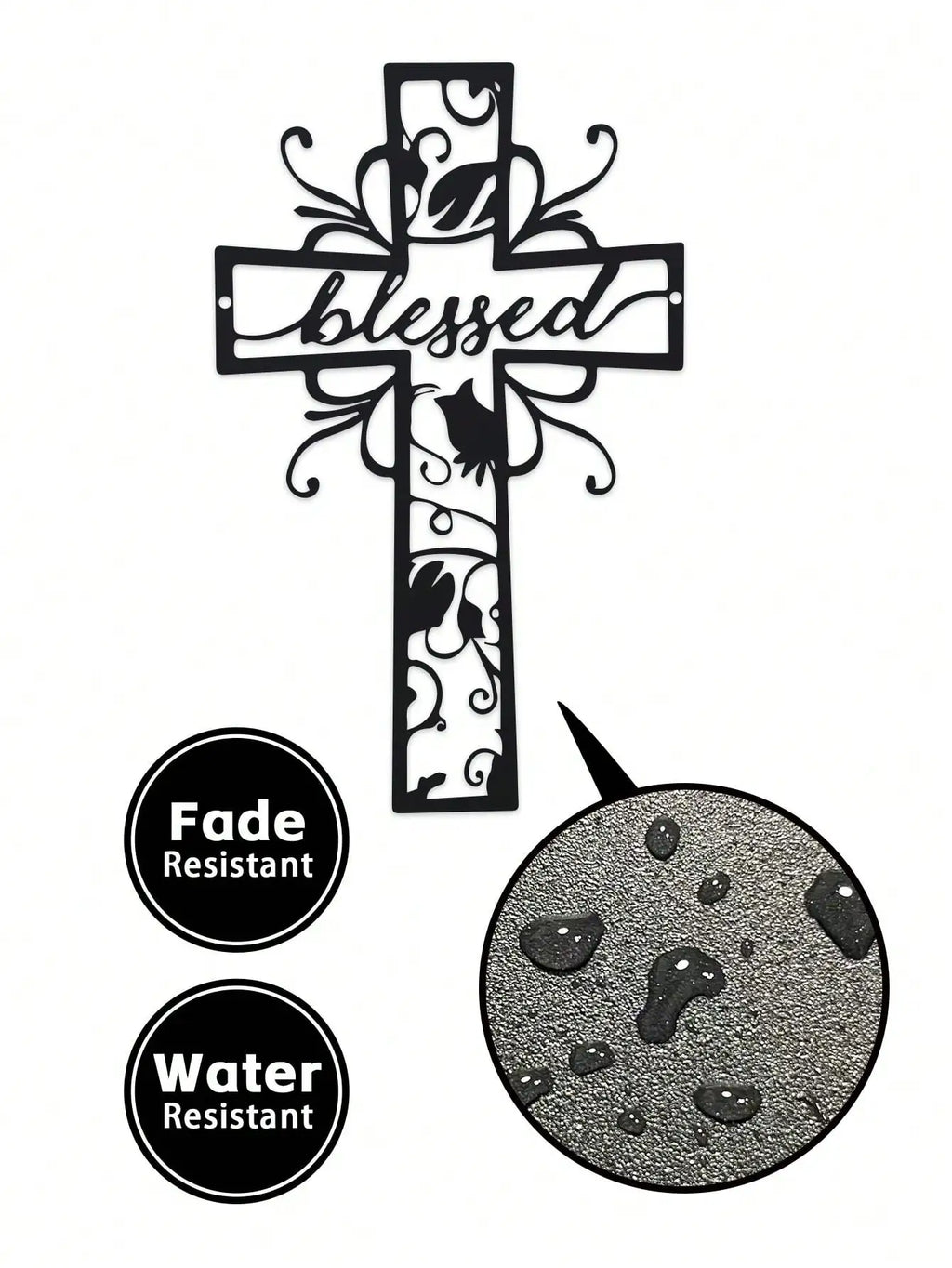 Blessed Metal Cross Wall Art - Home Decor, Love Theme, Ideal for Home, Office, Kitchen - Outdoor Wall Decor for Valentine'S Day