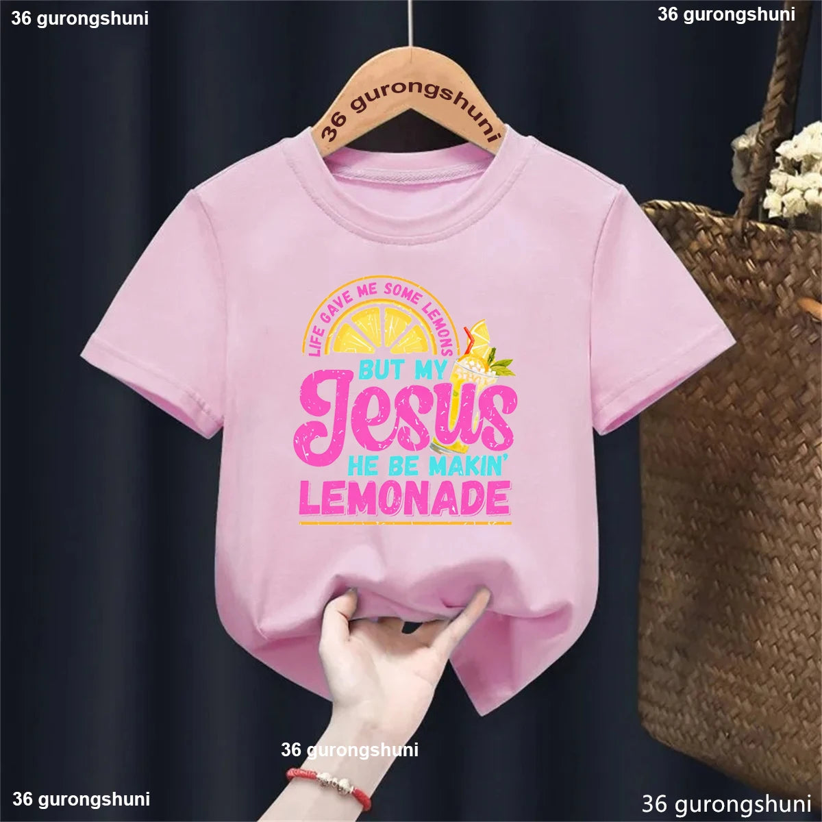New Arriving Kids Tshirt Jesus and Lemonade Graphic Printed T-shirt Girls Fashion Clothes Casual Summer Short Sleeve Tshirt Tops