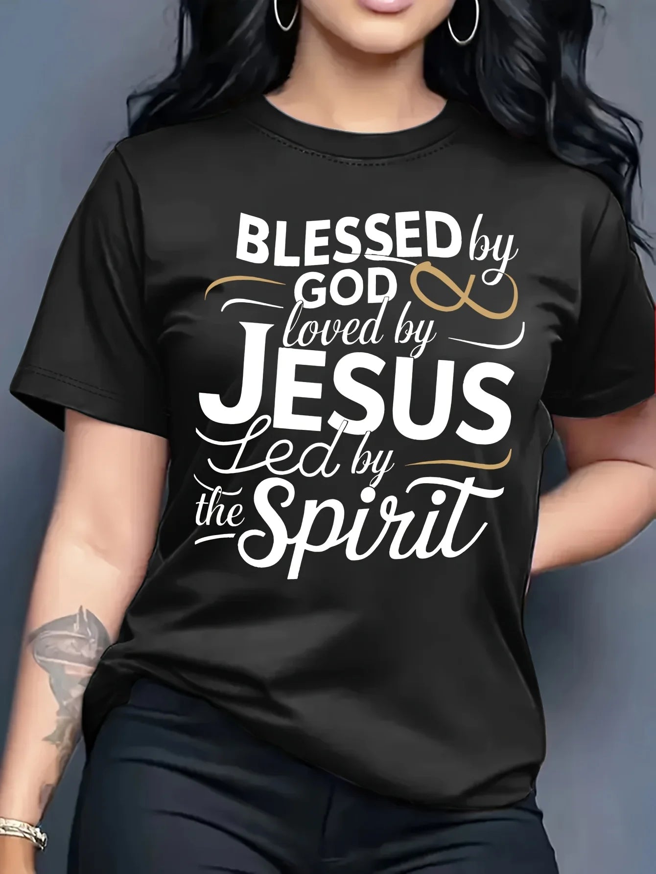 Blessed By God Loved By Jesus Women's Tee - Christian Faith Green Top