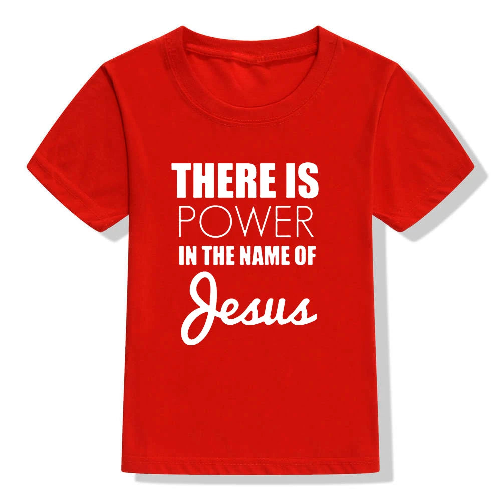 There Is Power In The Name of Jesus Kids Girls Boys Short Sleeve T-shirt Shirt Children Summer Clothing Tops Clothes Casual Tees