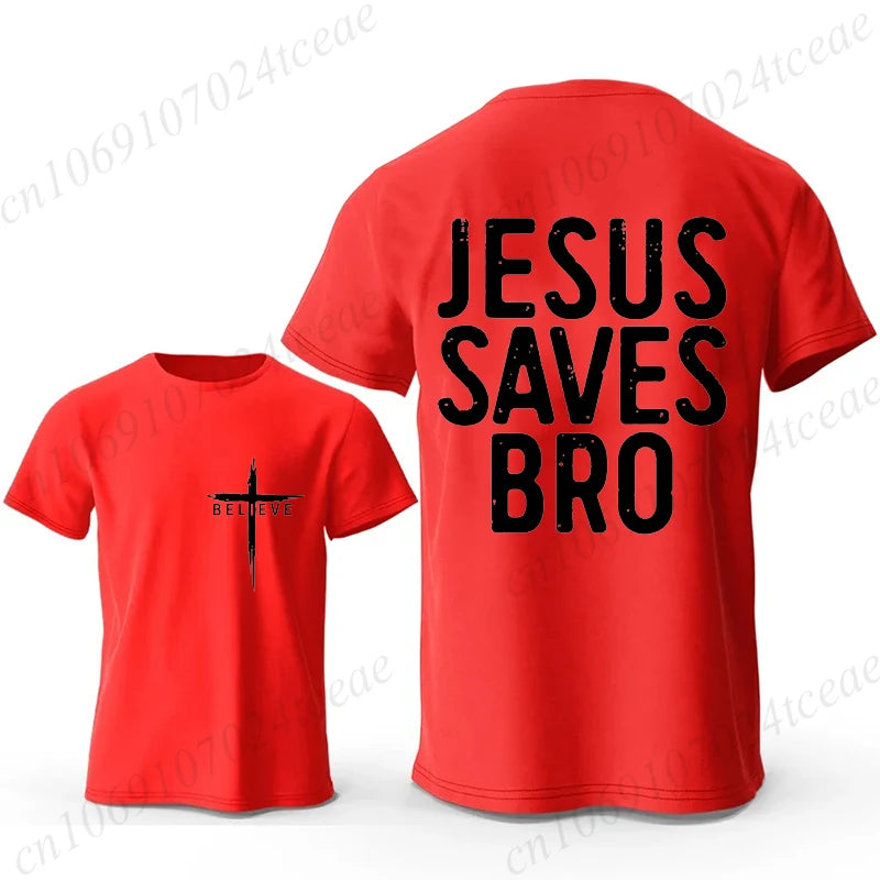 Christian T-shirt Jesus Saves Bro Bible Verse for Men Women Unisex Style Clothing for Women Men Classic Short-sleeve Tee T-shirt