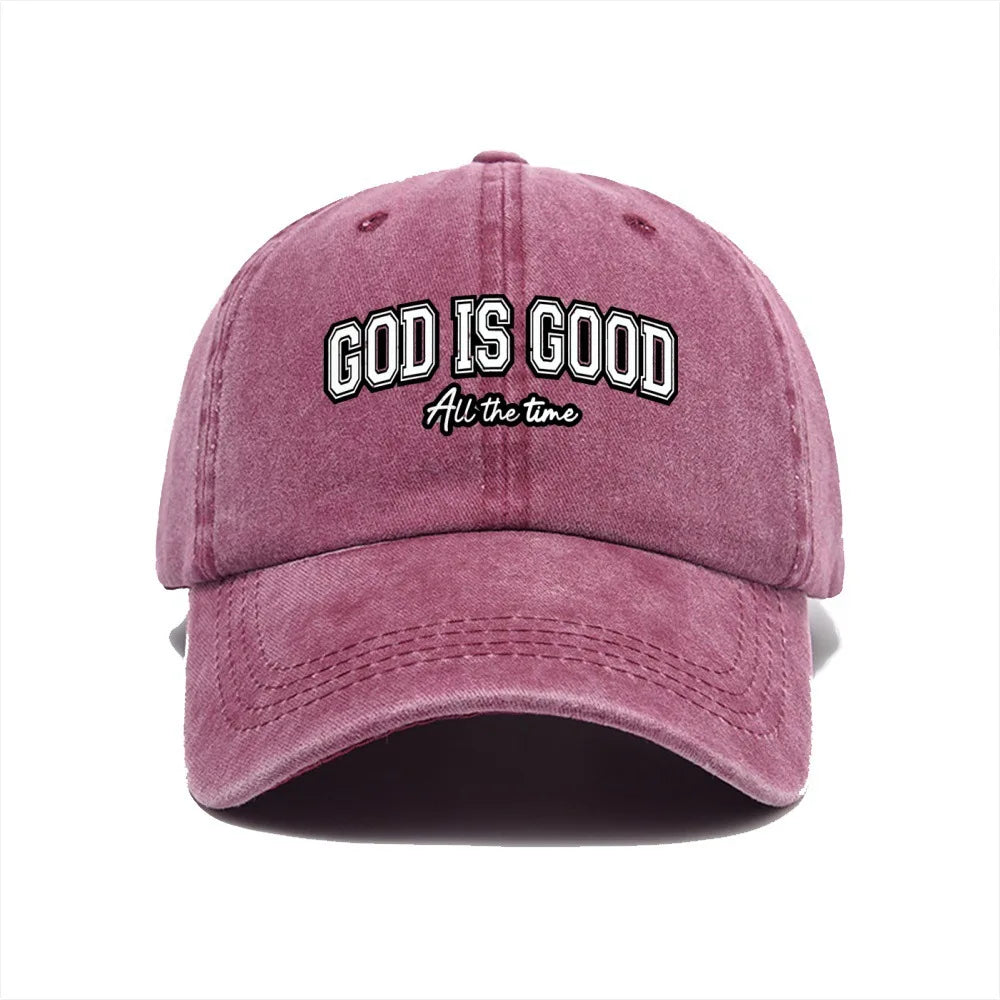 Casquette Chrétienne “God Is Good” – Casquette Vintage en Coton Lavé Ajustable pour Homme & Femme