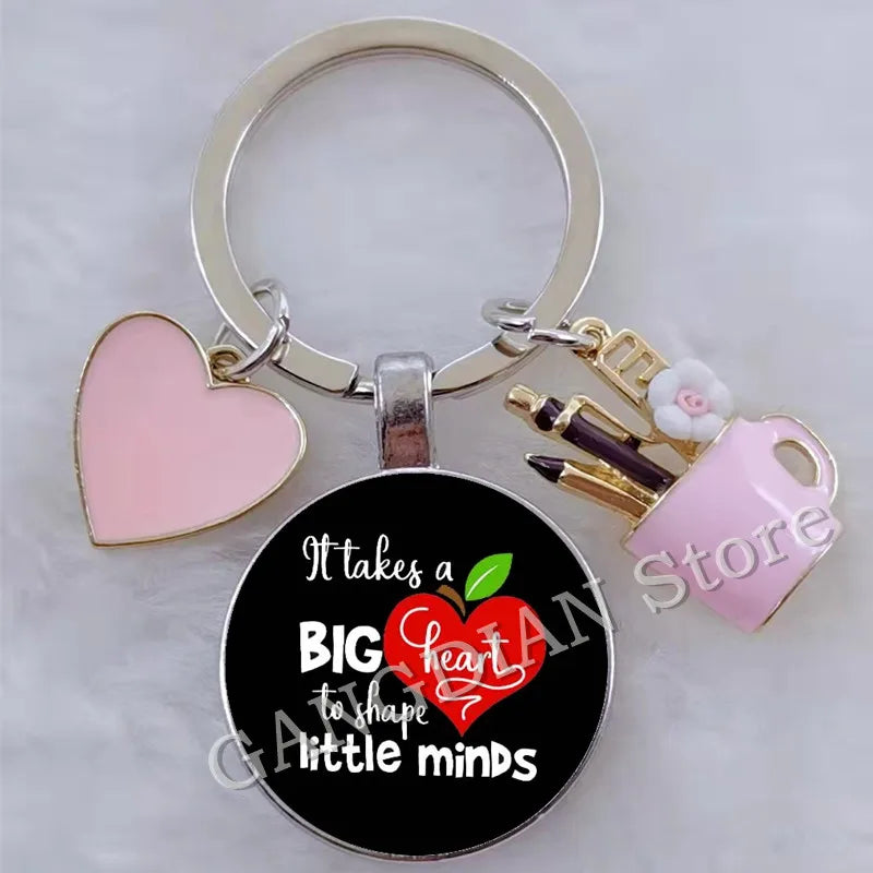 Blessed Teacher, DIY Teacher's Day Gift Keychain Thank You Teacher, Enamel Pen Holder Love Charm Bag Keychain Souvenir