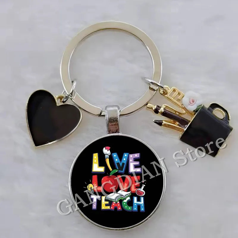 Blessed Teacher, DIY Teacher's Day Gift Keychain Thank You Teacher, Enamel Pen Holder Love Charm Bag Keychain Souvenir