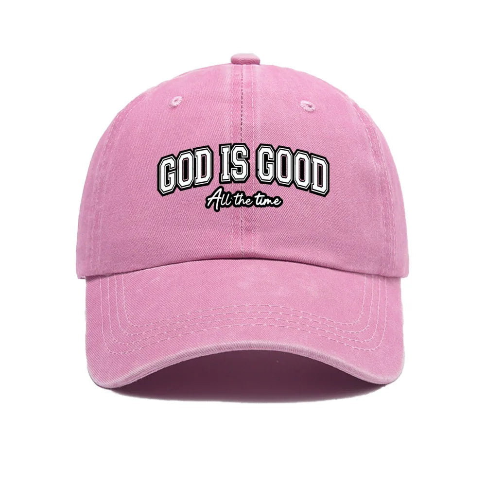 Casquette Chrétienne “God Is Good” – Casquette Vintage en Coton Lavé Ajustable pour Homme & Femme